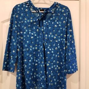 Dark teal/Yellow and White Floral Print Shirt